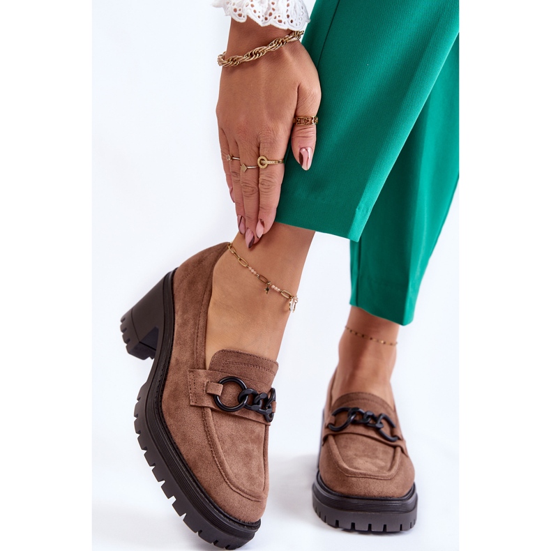 Vinceza Scarpe con tacco da donna in camoscio beige scuro Sanya marrone 1