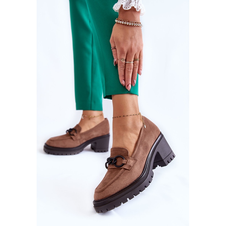 Vinceza Scarpe con tacco da donna in camoscio beige scuro Sanya marrone 2