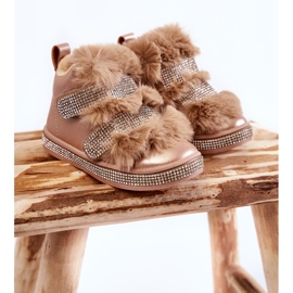 Stivali da neve caldi in pelle per bambini Golden Leela d'oro 1