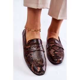 Mocassini in pelle con serpente La.Fi 210023BR-XS Marrone beige 2