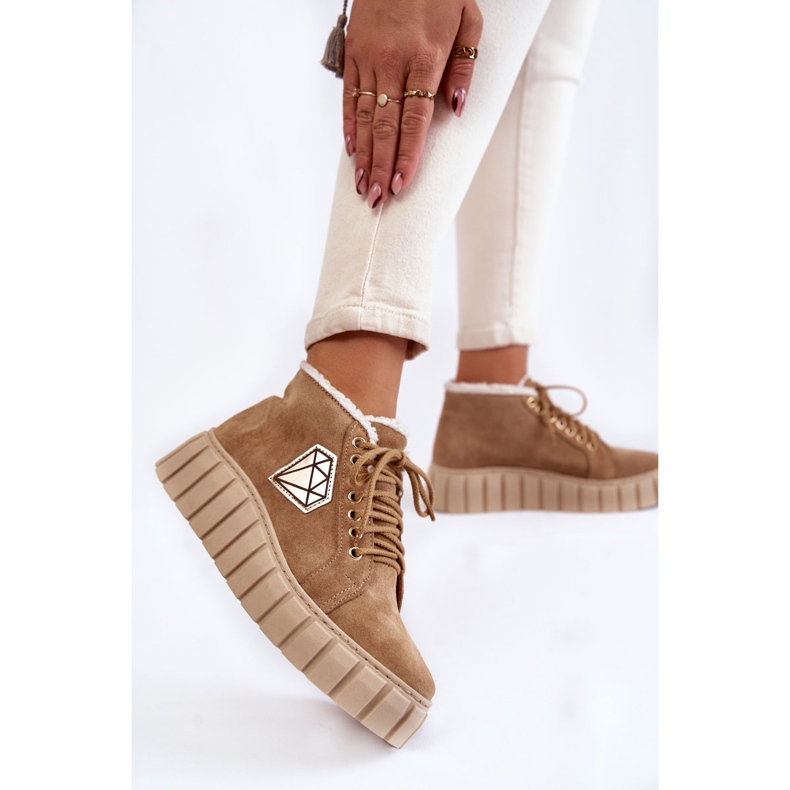 Lewski Shoes Scarpe sportive in pelle scamosciata Scarpe Lewski legate 3252 / N Beige 2
