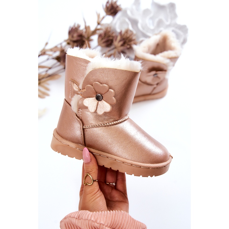FR1 Doposci per bambini Golden Bianca con fiore d'oro 1