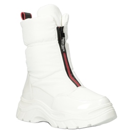 Stivali da neve da donna bianca isolati con pelliccia sul cursore filippo DBT4236 bianco 1