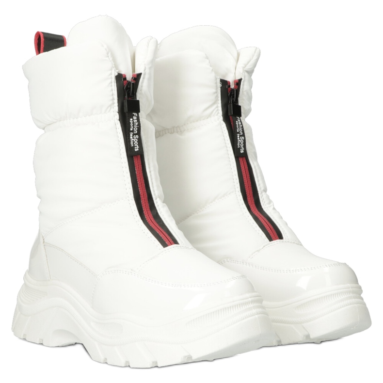 Stivali da neve da donna bianca isolati con pelliccia sul cursore filippo DBT4236 bianco 3