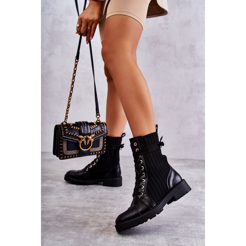 PG1 Stivali Da Donna Con Un Calzino Annodato Livaro Nero 2