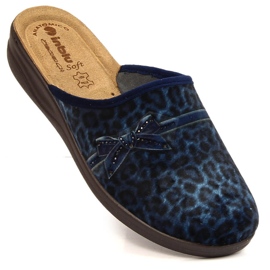Comode ciabatte da donna Inblu blu navy con stampa leopardata 1