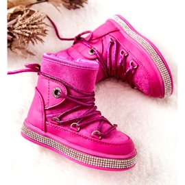 FR1 Stivali Da Neve Per Bambini Con Cubic Zirconia Wellma Fuchsia rosa 1
