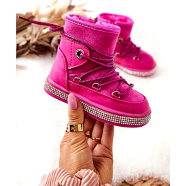 FR1 Stivali Da Neve Per Bambini Con Cubic Zirconia Wellma Fuchsia rosa 3