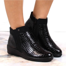 Stivali con zeppa, maglia isolata T.Sokolski W SCA176A nero 2