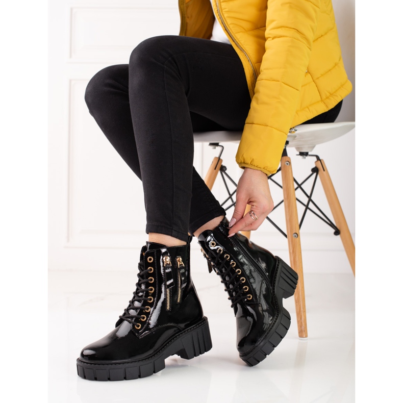 Goodin Trapper alla moda con cerniere decorative nero 1