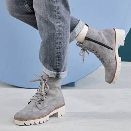 Comodi stivali grigi con plateau Rieker X5701-40 da donna grigi grigio 2