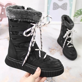 Scarpe da ragazza Potocki nere con pelliccia nero 1