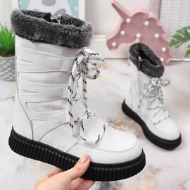 Scarpe da bambina con pelliccia Potocki bianco 1