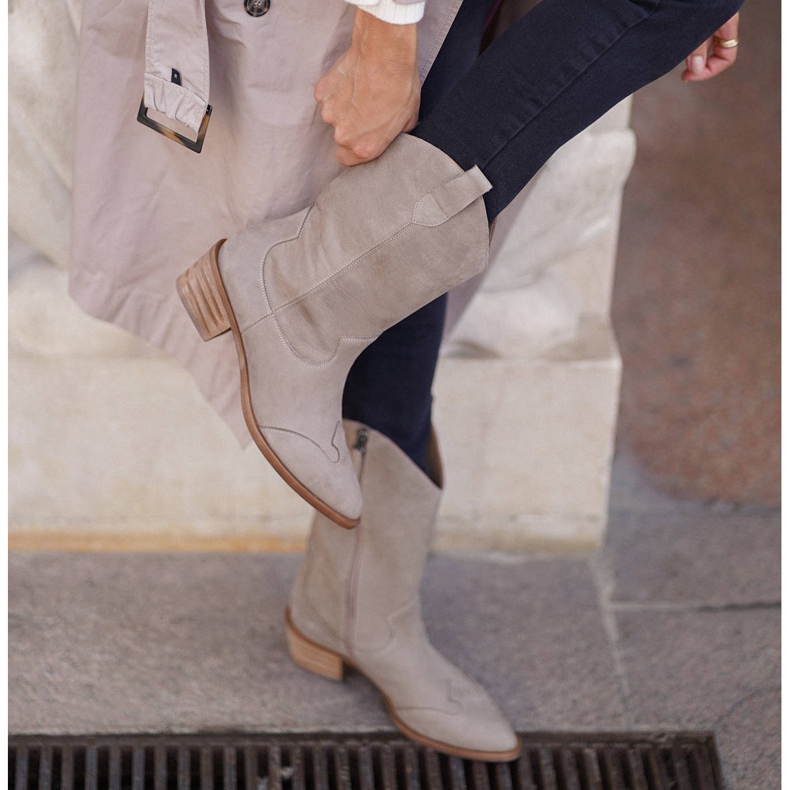 Marco Shoes Stivali beige in pelle naturale 2