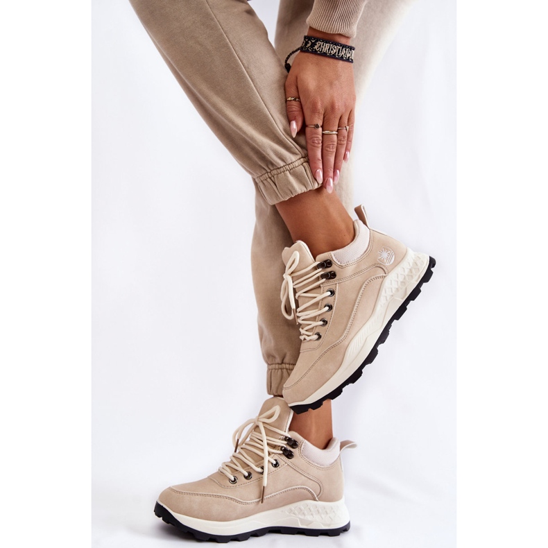 PA1 Calde scarpe da trekking da donna Trappers beige chiaro Otto 1
