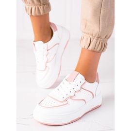 SHELOVET Sneakers da donna bianca rosa 2