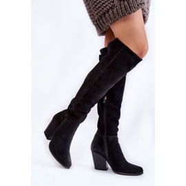 Lewski Shoes Stivali alti alla coscia in pelle scamosciata da donna Lewski 2833 neri nero 2