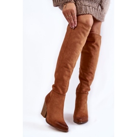 Lewski Shoes Stivali alti alla coscia in pelle da donna Lewski 2833 Camel marrone 1