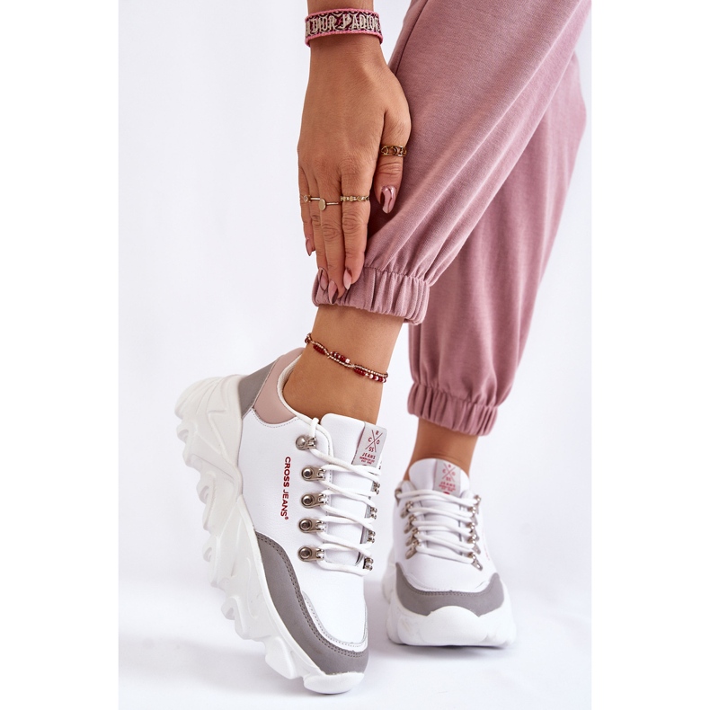 Sneakers da donna sulla piattaforma Cross Jeans KK2R4071C Bianche bianco 1