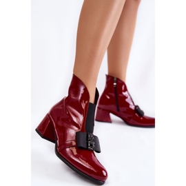 PA2 Stivali Laccati Su Tacchi Alti Con Un Fiocco Decorativo Hallie Bordeaux rosso multicolore 2