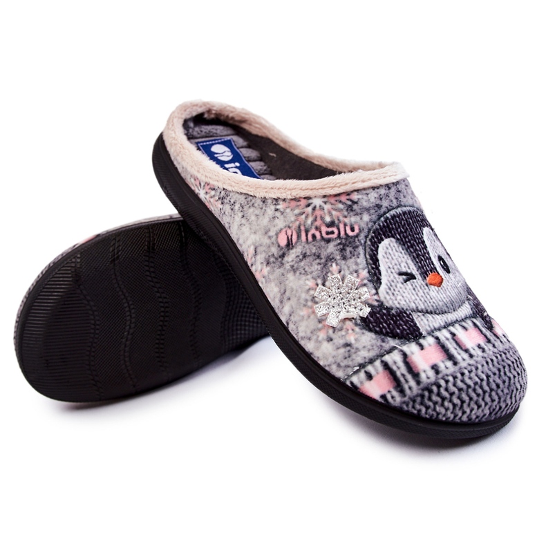 Ciabatte da casa da donna Penguins Inblu EC-81-025 Grigio beige 1