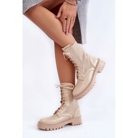 PA1 Calzini in pelle Stivali stringati Riston beige chiaro 2