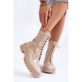 PA1 Calzini in pelle Stivali stringati Riston beige chiaro 1