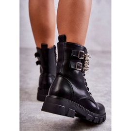 PG1 Stivaletti Da Donna Con Ornamenti Legati Nero Leonese 3