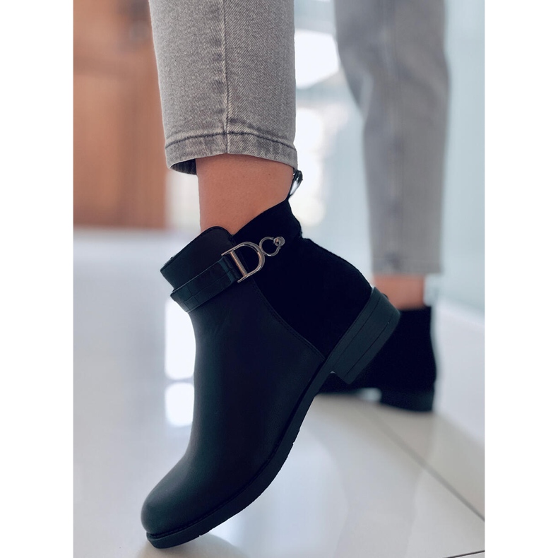 BM Stivaletti Chelsea da donna in pelle scamosciata e pieno fiore, Amil Black nero 1
