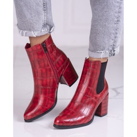 Stivali Jodhpur rossi sul palo Shelovet con motivo rosso 1