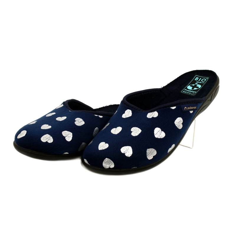 Ciabatte da donna con cuori BIO Adanex 27939 blu navy d'argento 2