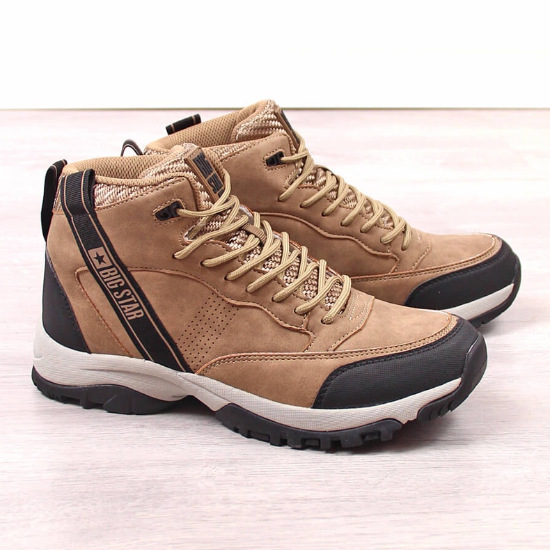 Scarpe da trekking alte da uomo beige Big Star KK174283 marrone 1