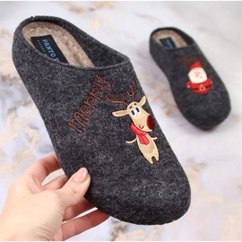 Pantofole natalizie da donna in feltro Panto Fino KK267038 grigio 1