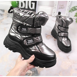 Doposci per ragazzi Potocki in peltro con velcro d'argento 1