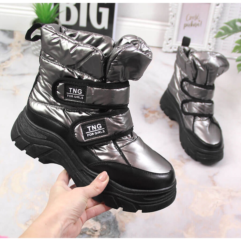 Doposci per ragazzi Potocki in peltro con velcro d'argento 1