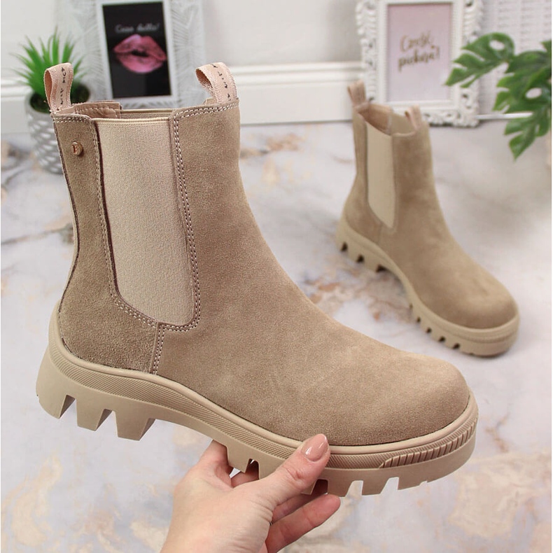 Stivali Jodhpur in pelle, camoscio, Filippo beige isolato 2