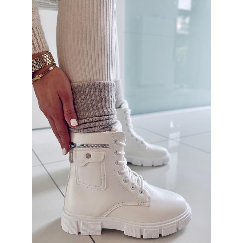 BM Stivali stringati piatti Bravery White bianco 1