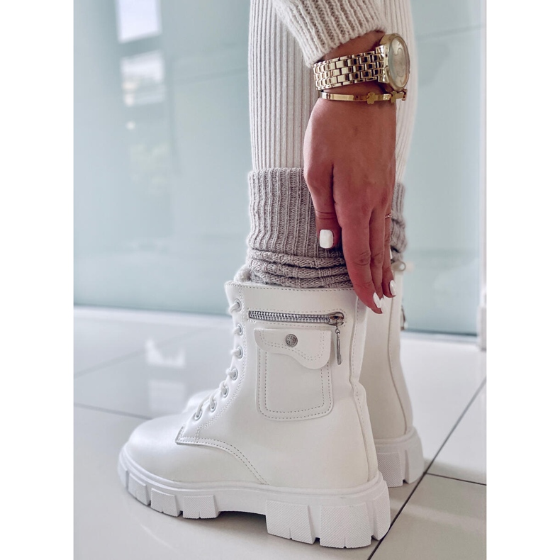 BM Stivali stringati piatti Bravery White bianco 2