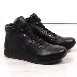 Stivali alti da uomo neri in pelle isolata Rieker 18301-00 nero 1