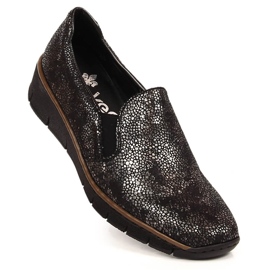 Comode scarpe slip on da donna con elastici Rieker 53766-00 nero 1