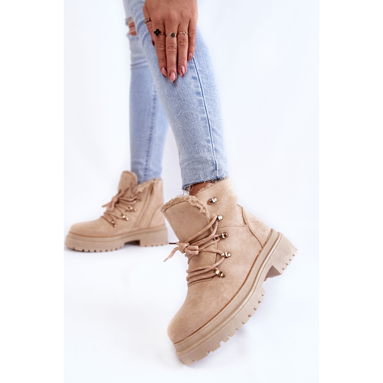 Stivali in camoscio da donna Beige Bellita Trappers 2