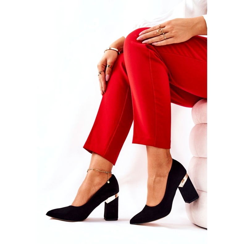 Pumpe in pelle scamosciata femminile Lewski 3117 Black nero 2