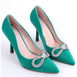 Tacchi eleganti con pietre Sugar Green verde 1