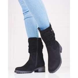 Stivali shelovet da donna in camoscio alto nero 1