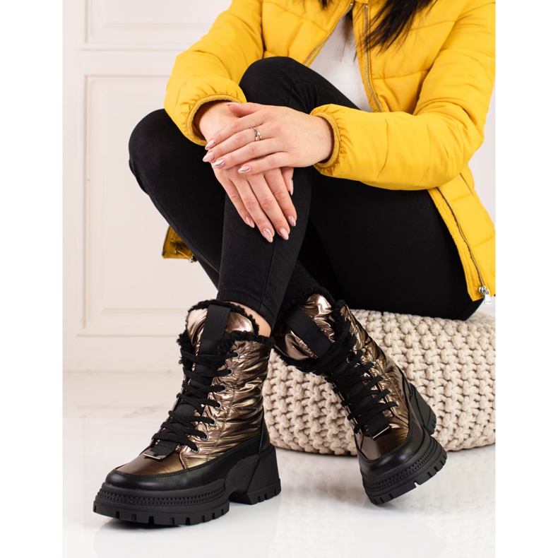 Doposci da donna sulla piattaforma shelovet nero d'oro 1