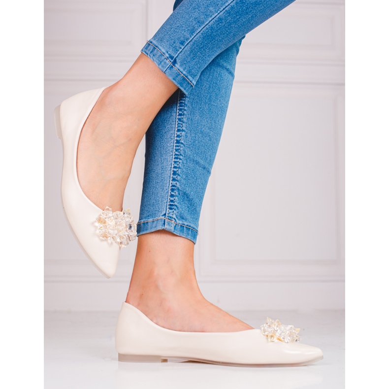Ballerine da donna con cristalli shelovet beige 2