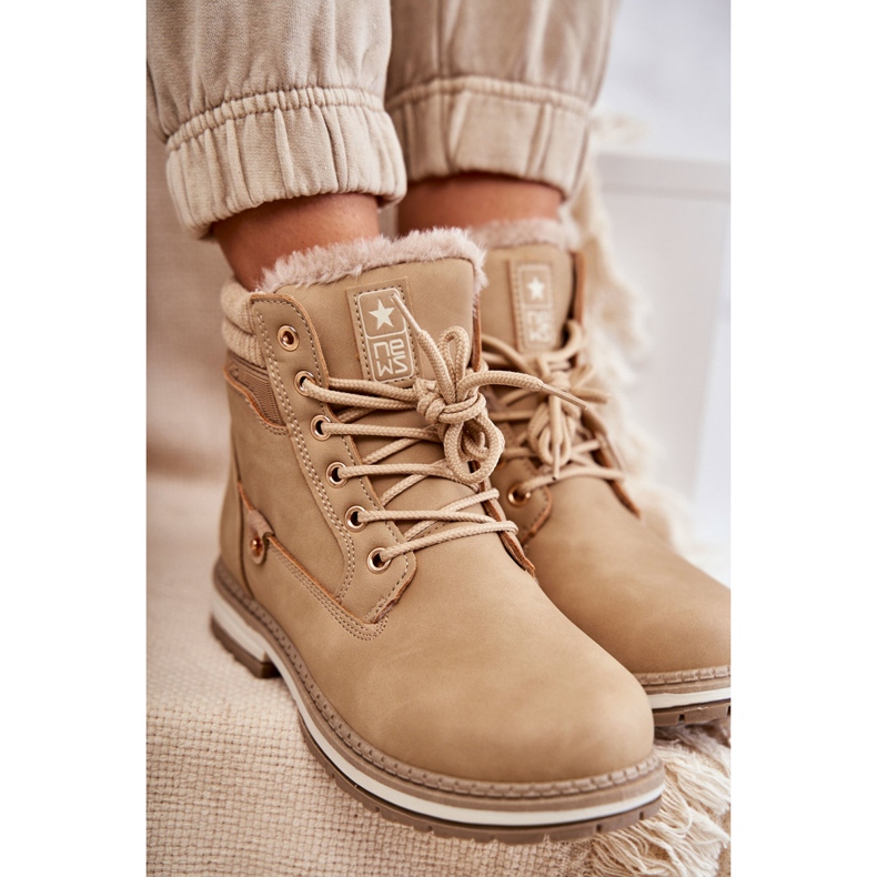 PE1 Stivali Caldi Da Donna Trappers Beige Scuro Liv 4