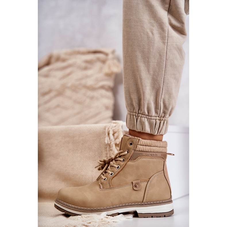 PE1 Stivali Caldi Da Donna Trappers Beige Scuro Liv 3