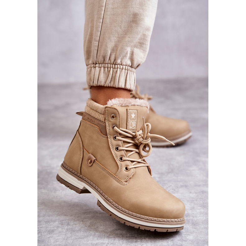 PE1 Stivali Caldi Da Donna Trappers Beige Scuro Liv 1