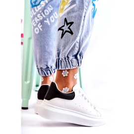 Scarpe sportive con plateau da donna, bianche e nere bianca 3
